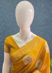 Soft Mustard Semi Silk Saree