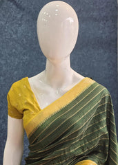 Small Triangle Bottle Green Tussar Crepe Saree