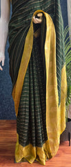 Small Triangle Bottle Green Tussar Crepe Saree