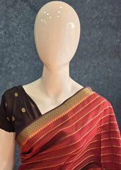 Small Triangle Brown Tussar Crepe Saree