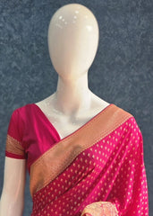 Crepe Butta Pink Gorgette Saree