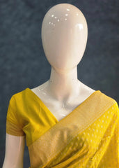 Crepe Butta Yellow Gorgette Saree