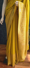 Crepe Butta Yellow Gorgette Saree