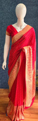 Crepe Butta Red Gorgette Saree