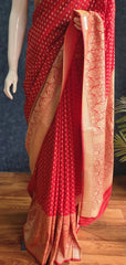 Crepe Butta Red Gorgette Saree