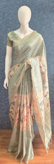 Pichwai Print Pista Cream Tussar Silk Saree