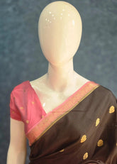 Big Butta Black Baby Pink Tussar Silk Saree