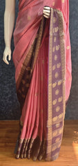 Big Butta Baby Pink Purple Tussar Silk Saree