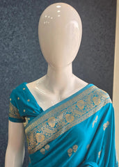 Tussar Gorgette - Blue