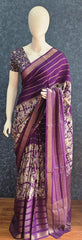Viscose Purple Crepe Saree