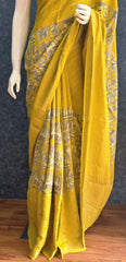 Viscose Yellow Crepe Saree