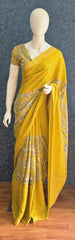 Viscose Yellow Crepe Saree