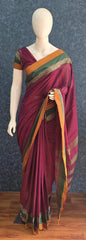 Avani Border Magenta Cotton Saree