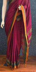 Avani Border Magenta Cotton Saree