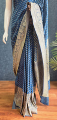 Crepe Butta Teal Blue Gorgette Saree
