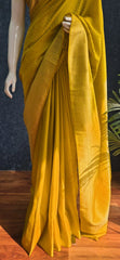 Small Butta Yellow Georgette Crepe Saree