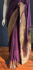 Small Butta Dark Purple Gorgette Crepe Saree