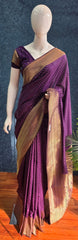 Small Butta Dark Purple Gorgette Crepe Saree