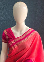 Bamboo Peach Pink Semi Silk Saree