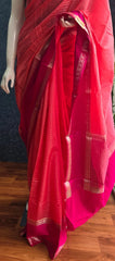 Bamboo Peach Pink Semi Silk Saree