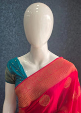 Semi Matka Silk - Pink Blue contrast