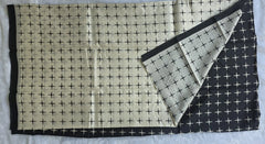 Womania Half White Black Cotton Saree