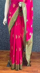 Contrast Rani Pink Green Matka Silk Saree