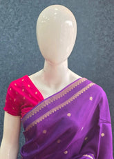 Semi Silk Bentex Border Purple Pink
