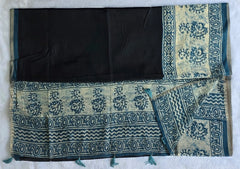 Trishya Black Blue Cotton Saree