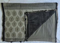 Trishya Checks Black Cotton Saree