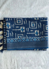 Light Weight Indigo Cotton Silk Saree