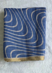 Light Weight Beige Powder Blue Cotton Silk Saree