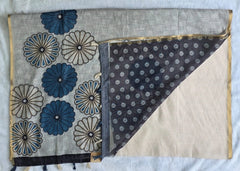 Light Weight Half White Grey Cotton Silk Saree