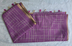 Light Weight Light Purple Cotton Silk Saree