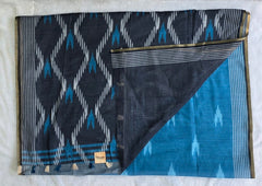 Light Weight Black Teal Blue Cotton Silk Saree