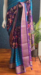 Savaya Blue Purple Semi Silk Saree