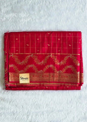 Big Checks Reddish Pink Semi Silk Saree