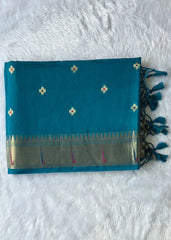 Paithani Blue Chanderi Saree