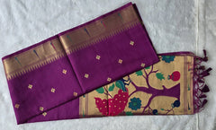 Paithani Magenta Chanderi Saree