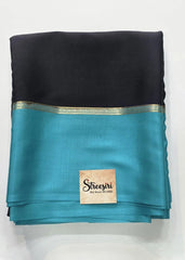 Pure Mysore Crepe Black Blue Silk Saree