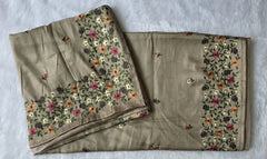 Satin Beige Tussar Saree