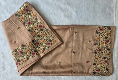 Satin Light Sandy Brown Tussar Saree