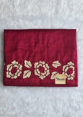 Raw Silk Rani Pink Embroider Saree