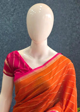 Semi Silk Bentex Border Dark Orange Pink