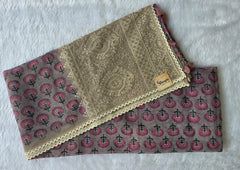 Lucknowi Grey Pink Chanderi Saree