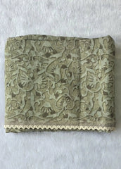 Lucknowi Sage Green Chanderi Saree