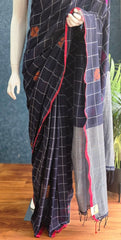 Bengal Navy Blue Cotton Saree