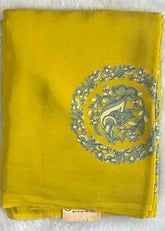 Viscose Yellow Soft Crepe Saree