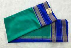 Pure Mysore Crepe Green Royal Blue Silk Saree