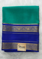 Pure Mysore Crepe Green Royal Blue